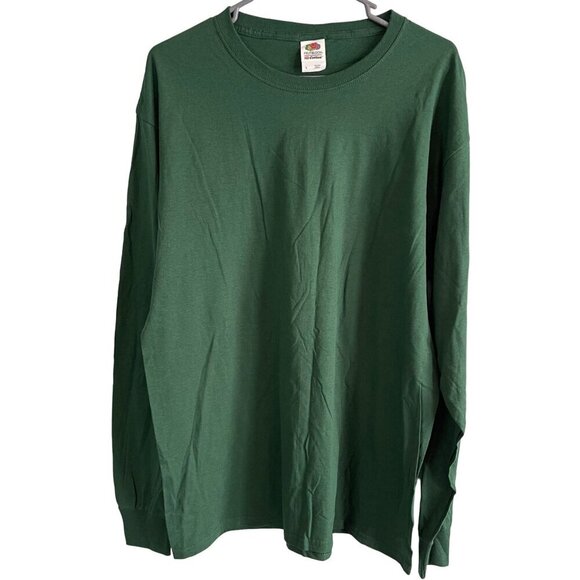 NWOT Fruit of the Loom Mens Crewneck Long Sleeve T-Shirt Green Large - Picture 2 of 11